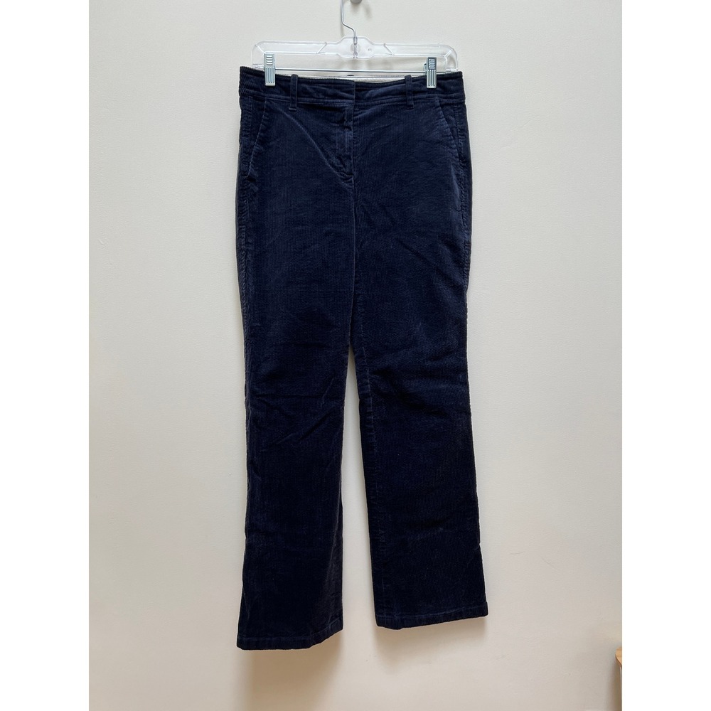 J.Crew Pants Women 4 Navy Corduroy Wide Wale 99% Cotton Straight Leg Mid Rise